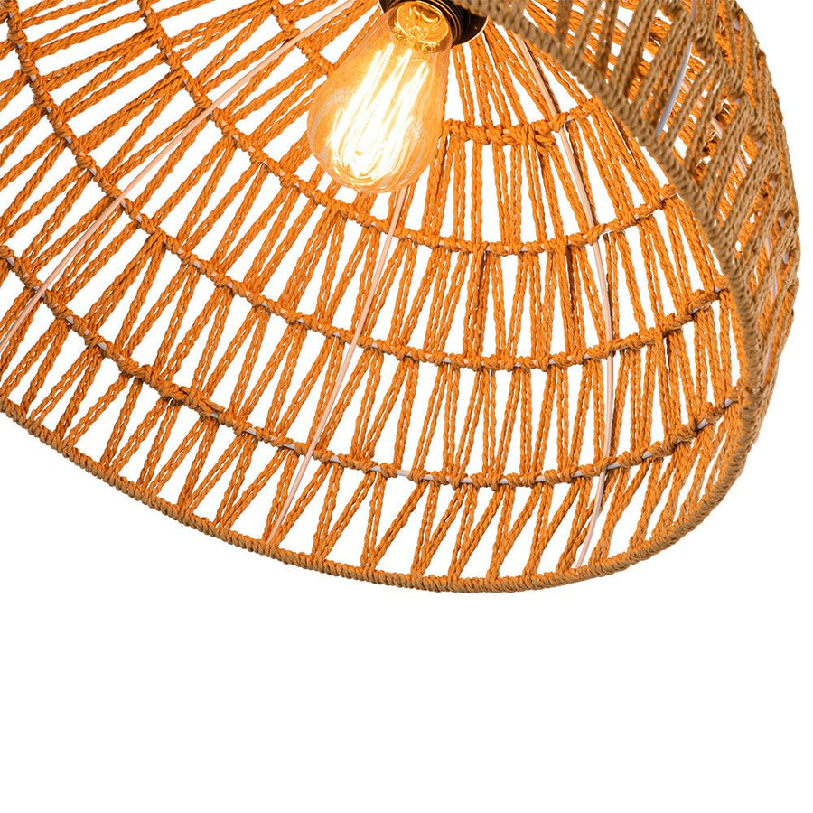 Chandelierias-Single-Light Woven Rattan Dome Pendant-Pendant-Brown-