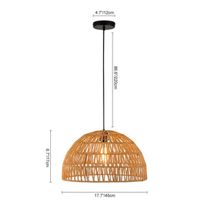 Chandelierias-Single-Light Woven Rattan Dome Pendant-Pendant-Brown-