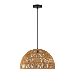 Chandelierias-Single-Light Woven Rattan Dome Pendant-Pendant-Brown-