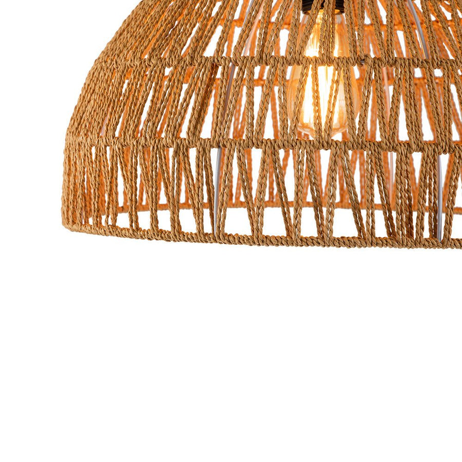 Chandelierias-Single-Light Woven Rattan Dome Pendant-Pendant-Brown-