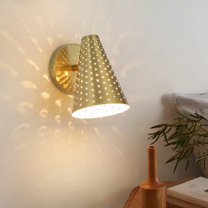 Chandelierias - Sleek Modern 1 - Light Cone - Shaped Perforated Metal Wall Sconce - Wall Light - Brass - 