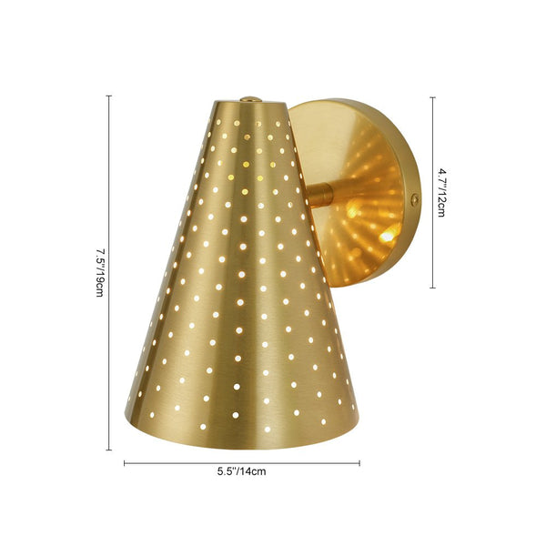 Chandelierias - Sleek Modern 1 - Light Cone - Shaped Perforated Metal Wall Sconce - Wall Light - Nickel - 