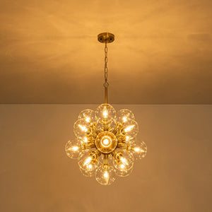 Chandelierias - Sleek Modern 17 - Light Hand - blown Glass Firework Sphere Chandelier - Chandeliers - Brushed Brass - 