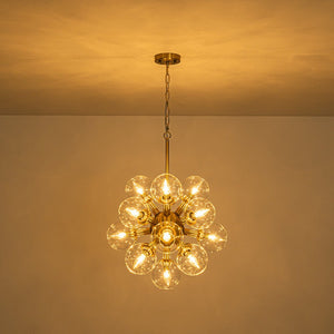 Chandelierias - Sleek Modern 17 - Light Hand - blown Glass Firework Sphere Chandelier - Chandeliers - Brushed Brass - 