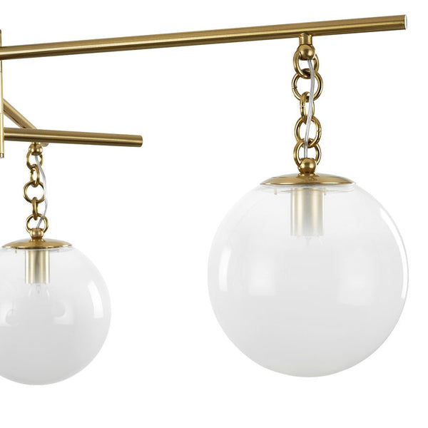 Chandelierias - Sleek Modern Linear 3 - Light Milk Glass Drape Chandelier - Chandeliers - Brass - 