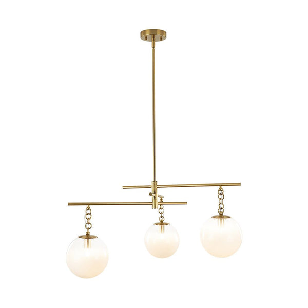 Chandelierias - Sleek Modern Linear 3 - Light Milk Glass Drape Chandelier - Chandeliers - Brass - 
