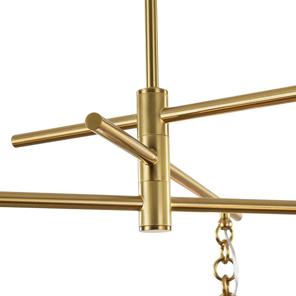 Chandelierias - Sleek Modern Linear 3 - Light Milk Glass Drape Chandelier - Chandeliers - Brass - 