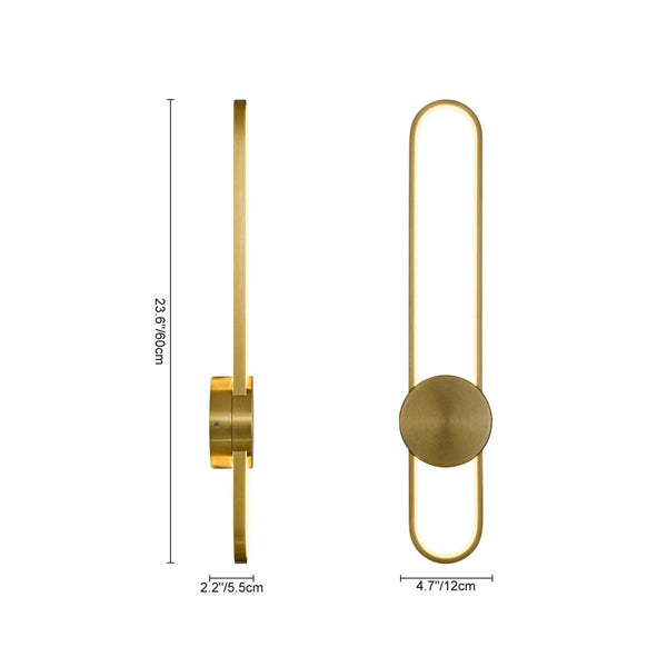Chandelierias-Sleek Modern Oblong Dimmable LED Wall Sconce-Wall Light-Brass-