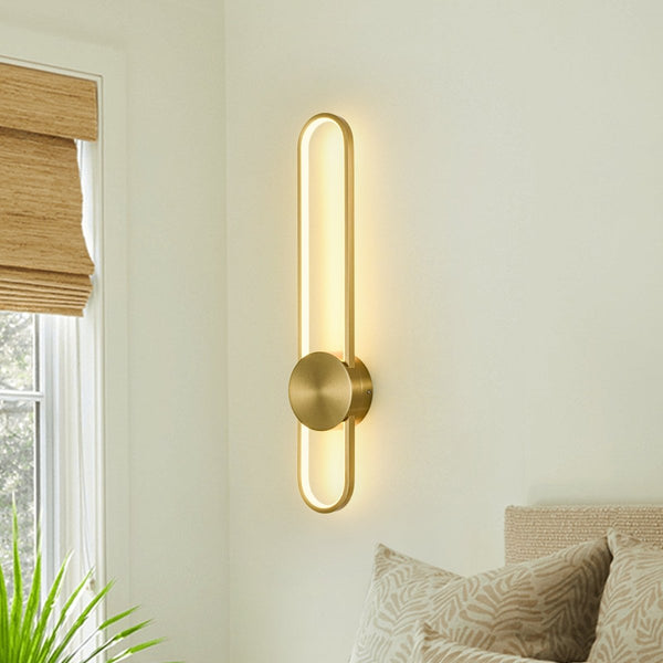 Chandelierias-Sleek Modern Oblong Dimmable LED Wall Sconce-Wall Light-Brass-