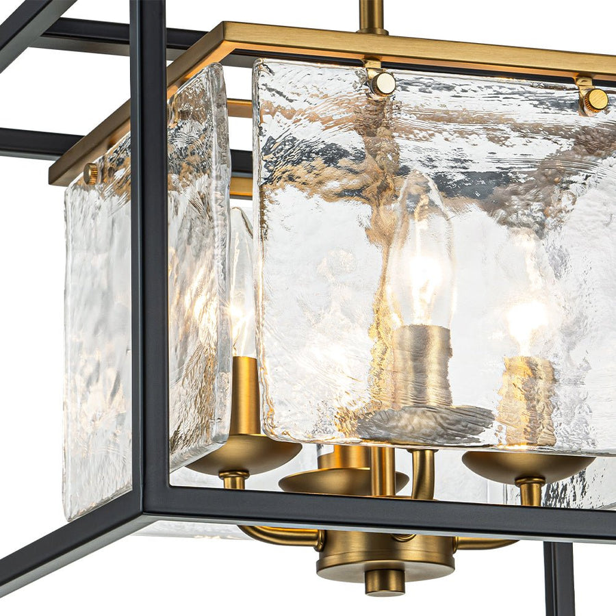 Square 4-Light Handcrafted Glass Layered Semi-Flush Mount | Chandelierias