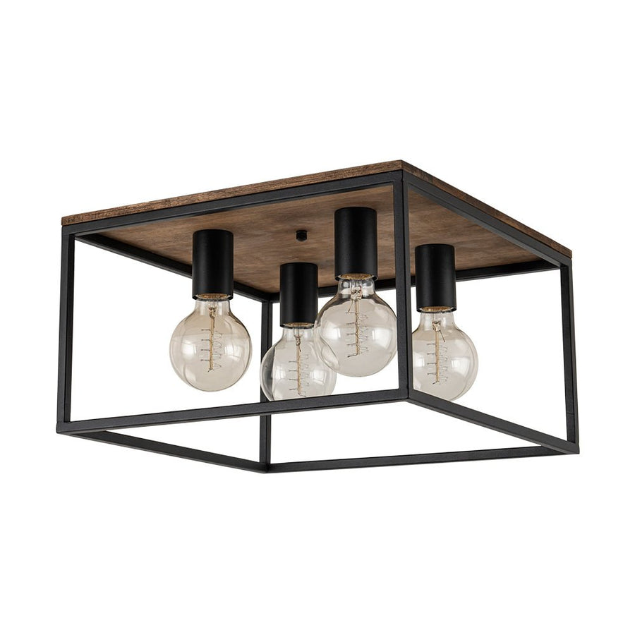 Chandelierias - Square Cage 4 - Light Flush Mount Ceiling Light - Flush Mount - Black - 