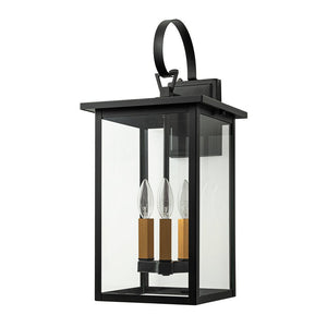 Chandelierias - Square Cage Clear Glass 3 - Light Outdoor Wall Sconce - Wall Light - Black - 