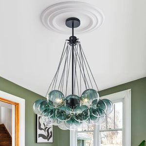 Chandelierias - Statement Cluster 3 - Light Gradient Colored Glass Chandelier - Chandelier - Forest - green - 