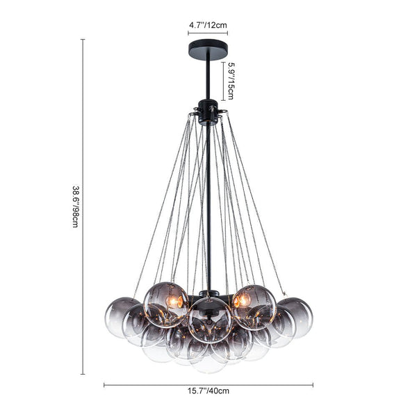 Chandelierias - Statement Cluster 3 - Light Gradient Colored Glass Chandelier - Chandelier - Sky - blue - 