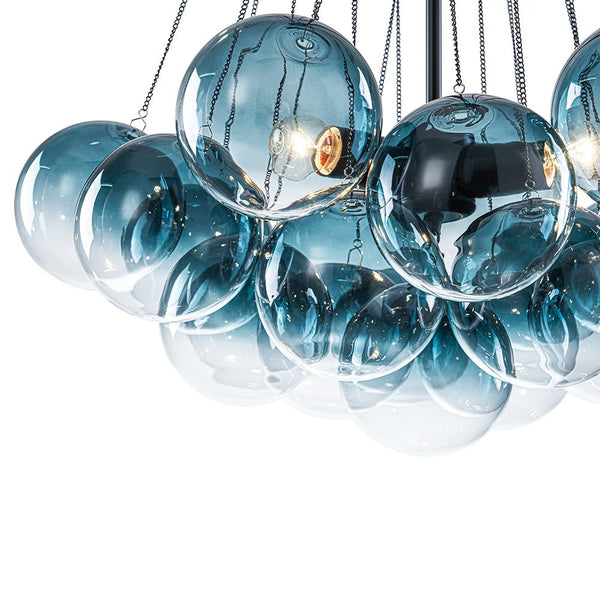 Chandelierias - Statement Cluster 3 - Light Gradient Colored Glass Chandelier - Chandelier - Sky - blue - 