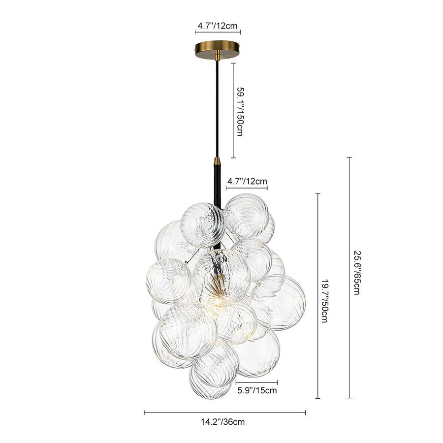 Chandelierias-Stylish 1-Light Ribbed Glass Cluster Bubble Chandelier-Chandeliers-1 Bulb-