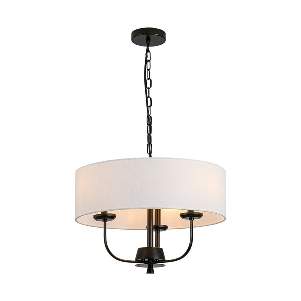 Chandelierias - Traditional 3 - Light Candle - style Fabric Drum Pendant - Pendant - Matte Black - 