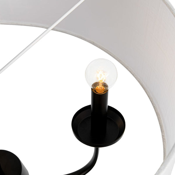 Chandelierias - Traditional 3 - Light Candle - style Fabric Drum Pendant - Pendant - Matte Black - 