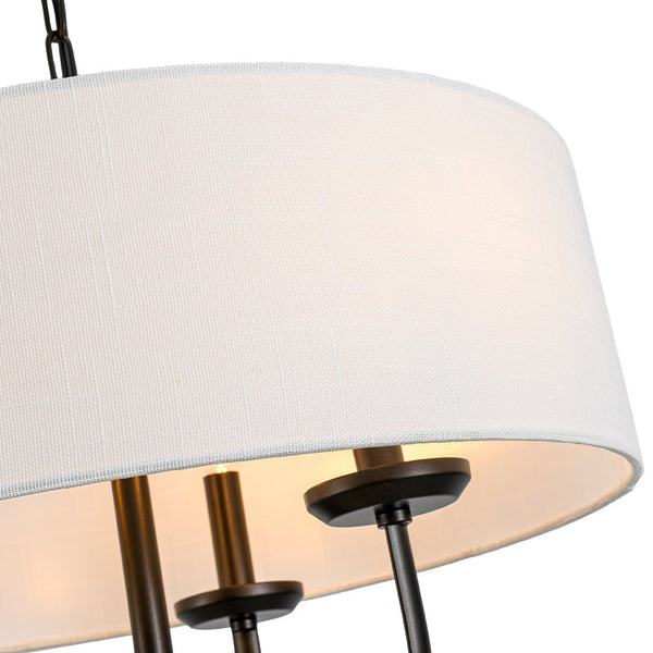 Chandelierias - Traditional 3 - Light Candle - style Fabric Drum Pendant - Pendant - Matte Black - 