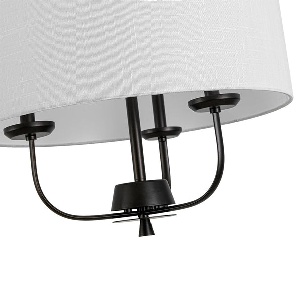 Chandelierias - Traditional 3 - Light Candle - style Fabric Drum Pendant - Pendant - Matte Black - 