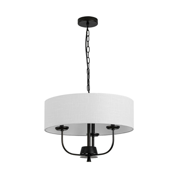 Chandelierias - Traditional 3 - Light Candle - style Fabric Drum Pendant - Pendant - Matte Black - 