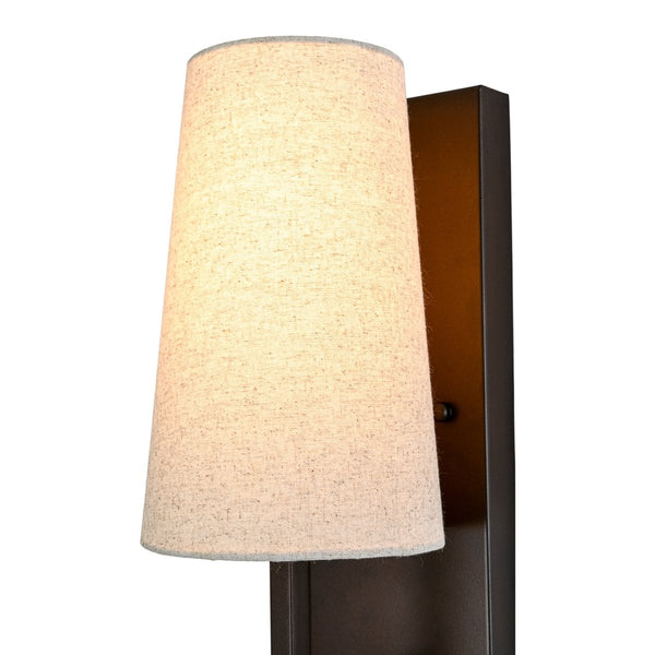 Chandelierias-Transitional 1-Light Slim Tapered Linen Fabric Wall Sconce-Wall Light-Oil-rubbed Bronze-