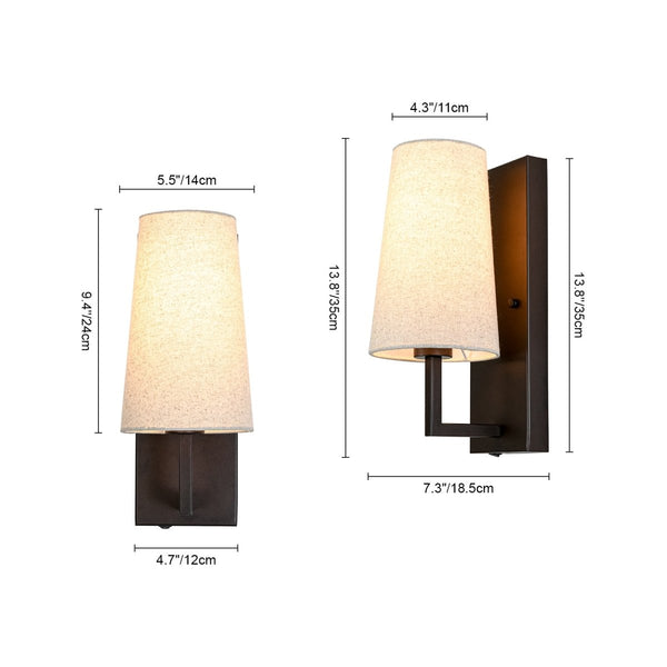 Chandelierias-Transitional 1-Light Slim Tapered Linen Fabric Wall Sconce-Wall Light-Oil-rubbed Bronze-