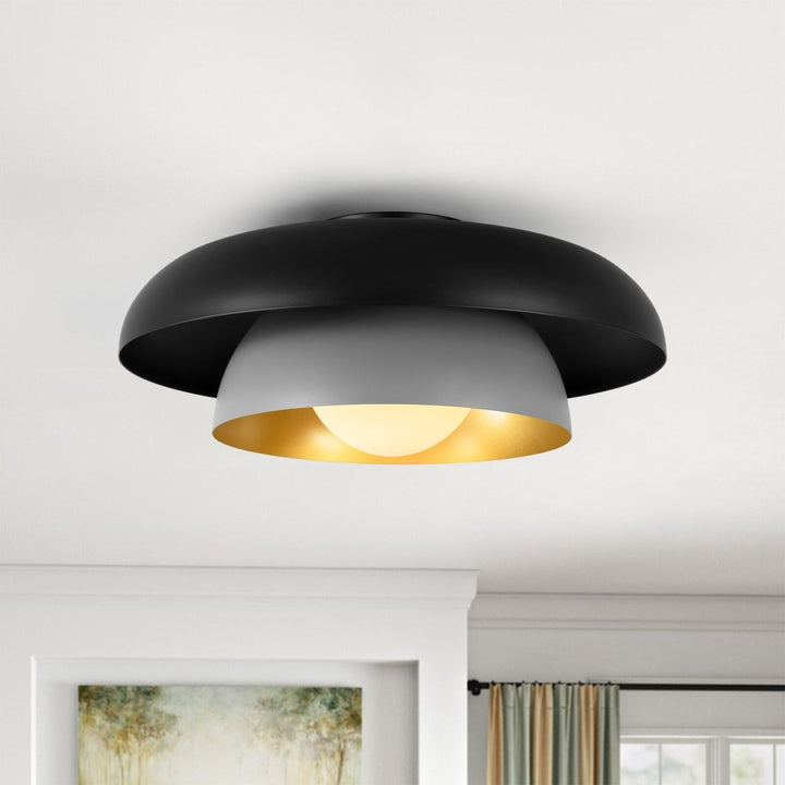 Chandelierias - Ultra Modern 1 - Light Tiered Saucer Flush Mount Ceiling Light - Flush Mount - Black & Gray - 