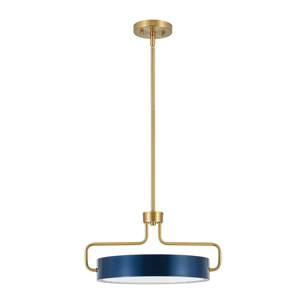 Chandelierias - Ultra Modern Dimmable LED Geometric Drum Pendant - Pendants - Blue & Brass - 