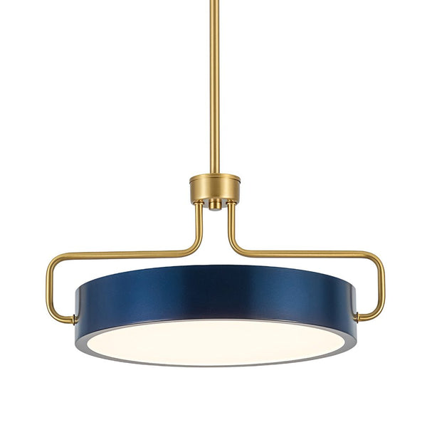 Chandelierias - Ultra Modern Dimmable LED Geometric Drum Pendant - Pendants - Blue & Brass - 