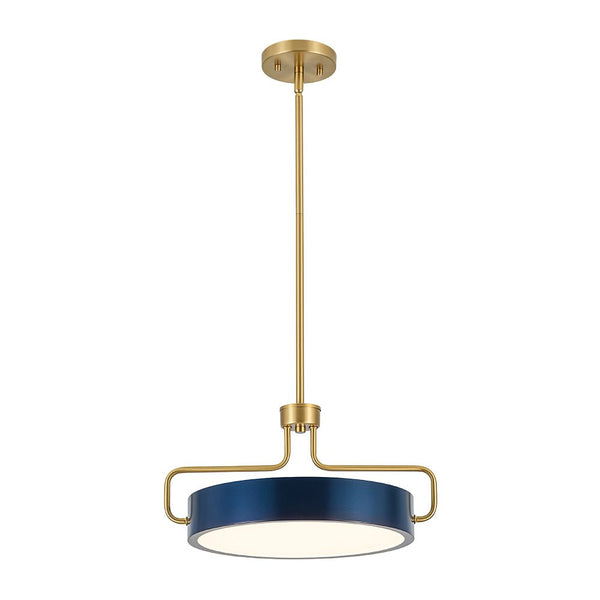 Chandelierias - Ultra Modern Dimmable LED Geometric Drum Pendant - Pendants - Blue & Brass - 