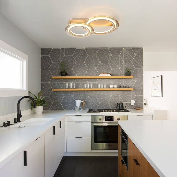 Chandelierias - Ultra - modern Dual - ring Dimmable LED Semi - flush Mount - Semi Flush - Light Gold - 