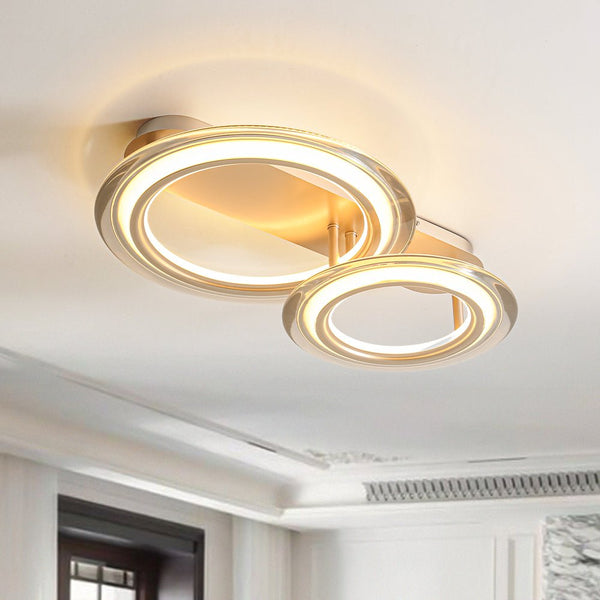 Chandelierias - Ultra - modern Dual - ring Dimmable LED Semi - flush Mount - Semi Flush - Light Gold - 
