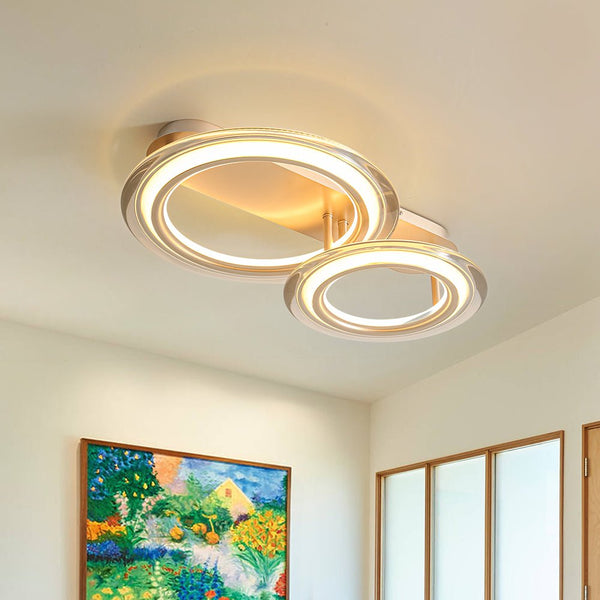 Chandelierias - Ultra - modern Dual - ring Dimmable LED Semi - flush Mount - Semi Flush - Light Gold - 