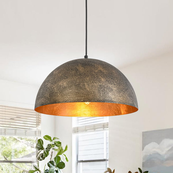 Chandelierias - Unique 1 - Light Water - erosion Patterned Dome Pendant - Pendant - Bronze - 
