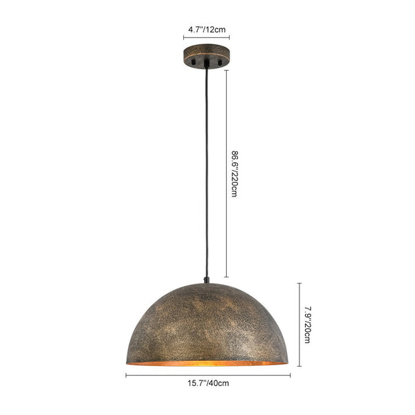 Chandelierias - Unique 1 - Light Water - erosion Patterned Dome Pendant - Pendant - Bronze - 