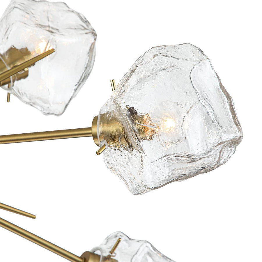Chandelierias-Unique 12-Light Melting Ice Glass Cube Sputnik Chandelier-Chandeliers-Brass-12 Bulbs