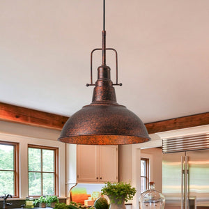 Chandelierias-Vintage 1-Light Rusted Metal Rolled Barn Pendant-Pendants-1-Pack-