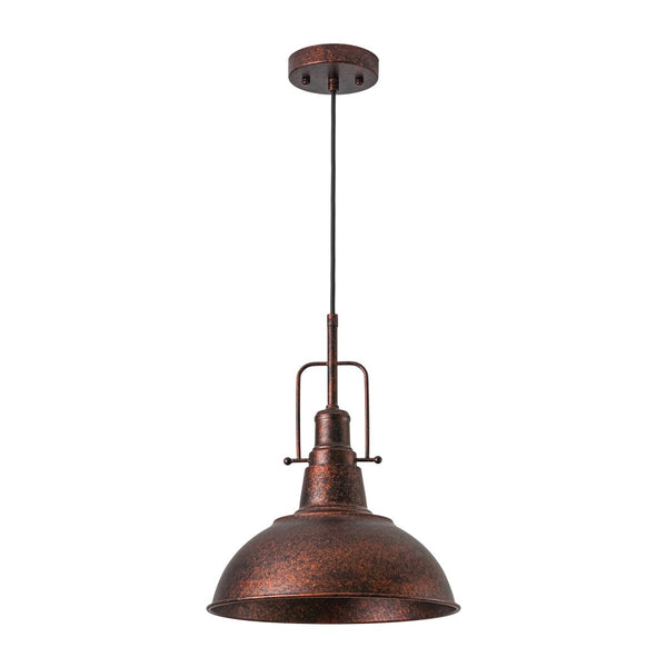 Chandelierias-Vintage 1-Light Rusted Metal Rolled Barn Pendant-Pendants-2-Pack-