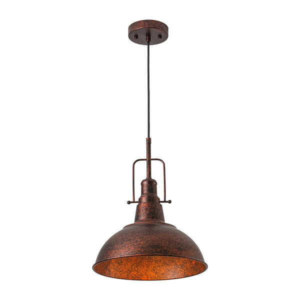 Chandelierias-Vintage 1-Light Rusted Metal Rolled Barn Pendant-Pendants-2-Pack-