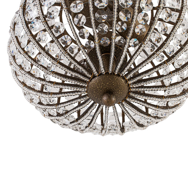 Chandelierias-Vintage 2-Light Crystal Oval Lantern Semi-Flush Mount-Semi Flush-Antique Bronze-