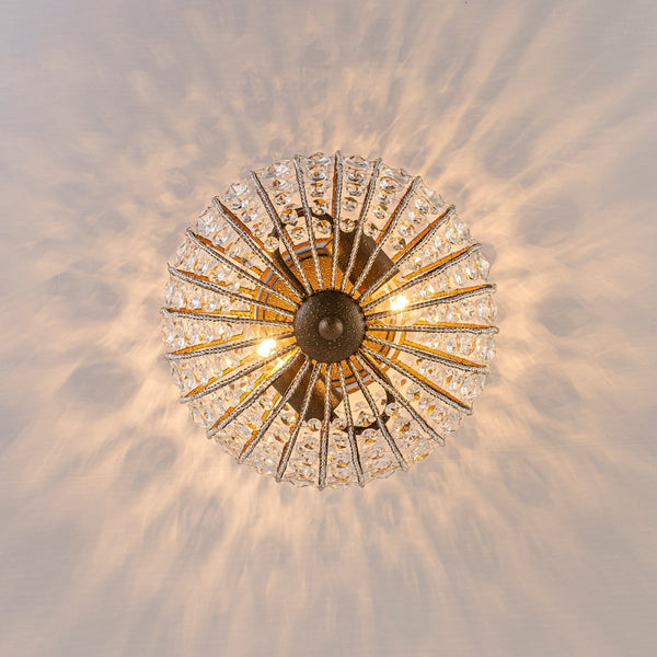 Chandelierias-Vintage 2-Light Crystal Oval Lantern Semi-Flush Mount-Semi Flush-Antique Bronze-