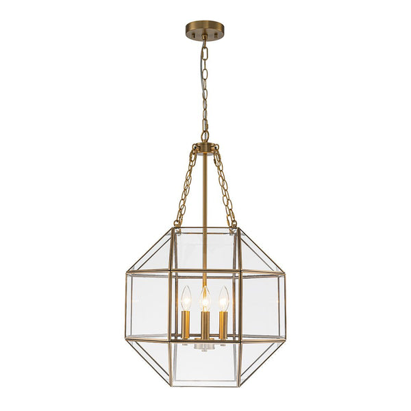 Chandelierias - Vintage 3 - Light Geometric Lantern Pendant - Pendants - Brass - 