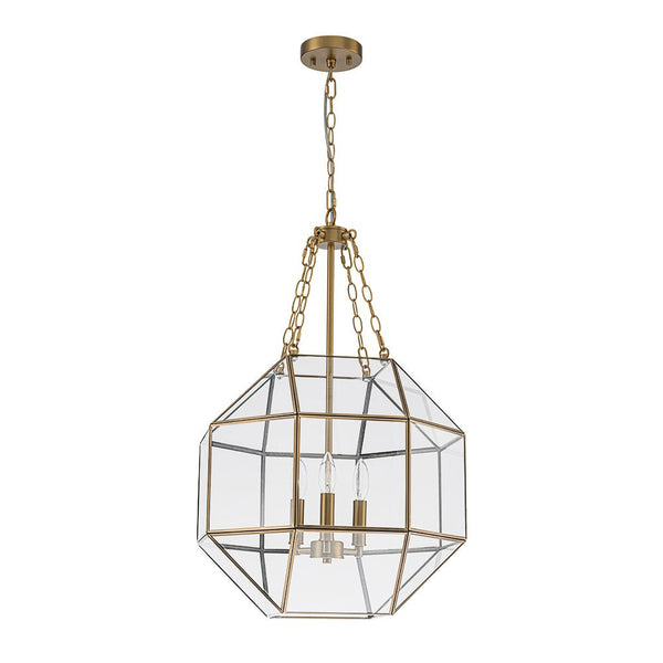 Chandelierias - Vintage 3 - Light Geometric Lantern Pendant - Pendants - Brass - 
