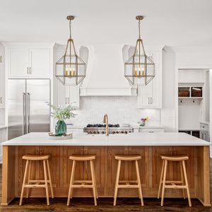 Chandelierias - Vintage 3 - Light Geometric Lantern Pendant - Pendants - Brass - 