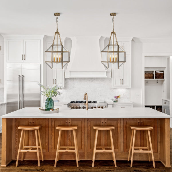 Chandelierias - Vintage 3 - Light Geometric Lantern Pendant - Pendants - Brass - 
