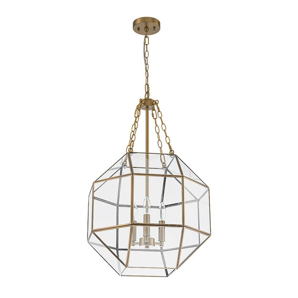 Chandelierias - Vintage 3 - Light Geometric Lantern Pendant - Pendants - Brass - 