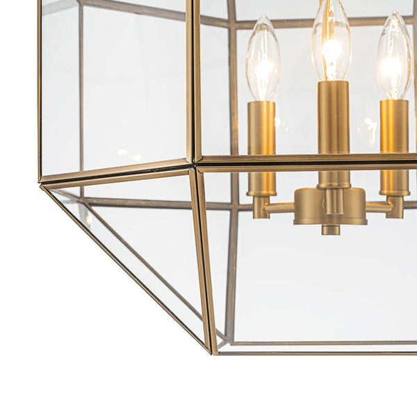 Chandelierias - Vintage 3 - Light Geometric Lantern Pendant - Pendants - Brass - 