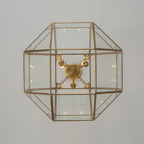 Chandelierias - Vintage 3 - Light Geometric Lantern Pendant - Pendants - Brass - 
