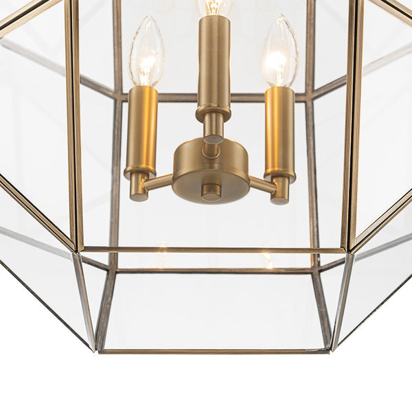 Chandelierias - Vintage 3 - Light Geometric Lantern Pendant - Pendants - Brass - 
